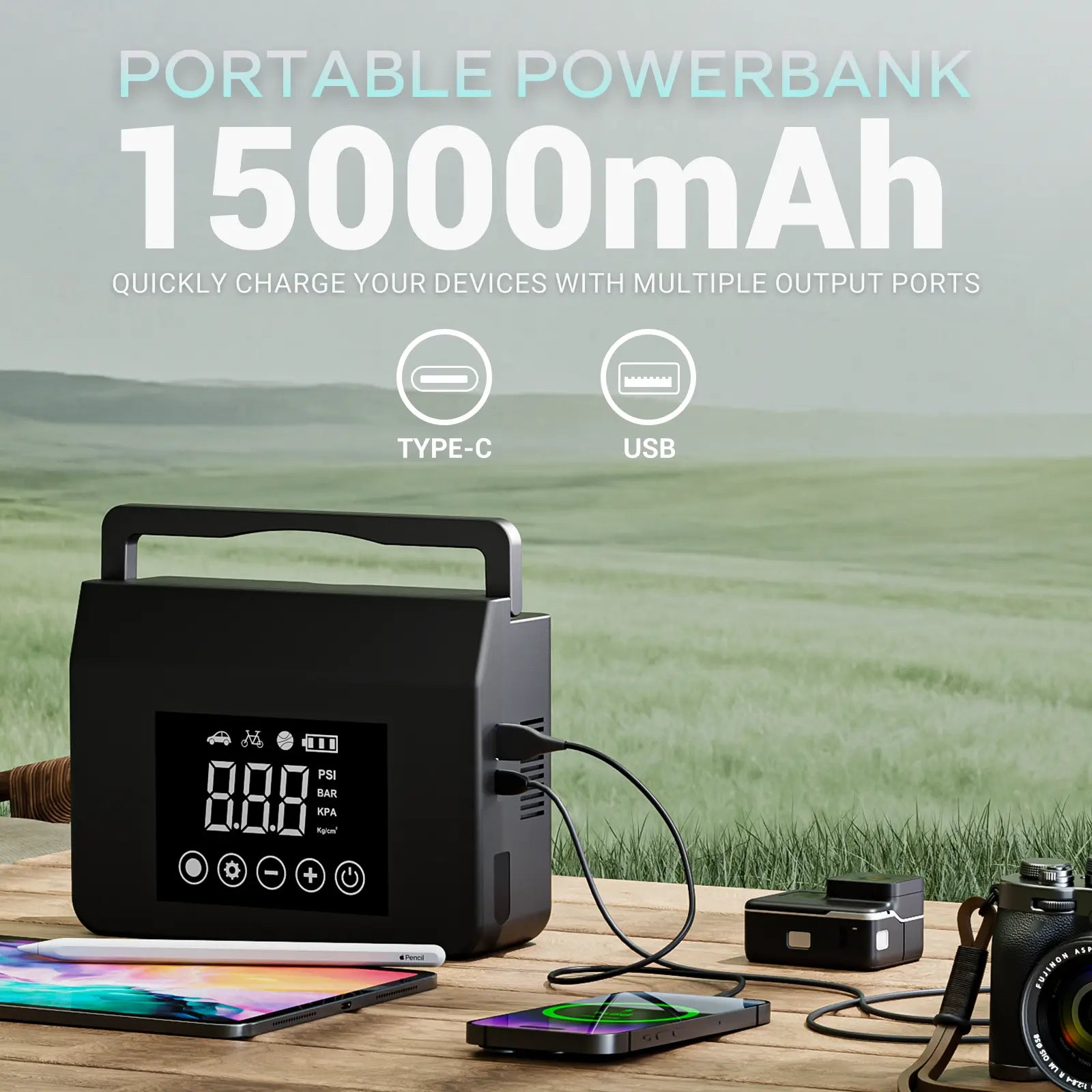 Hieha Portable Car Jump Starter & Air Compressor 4000A