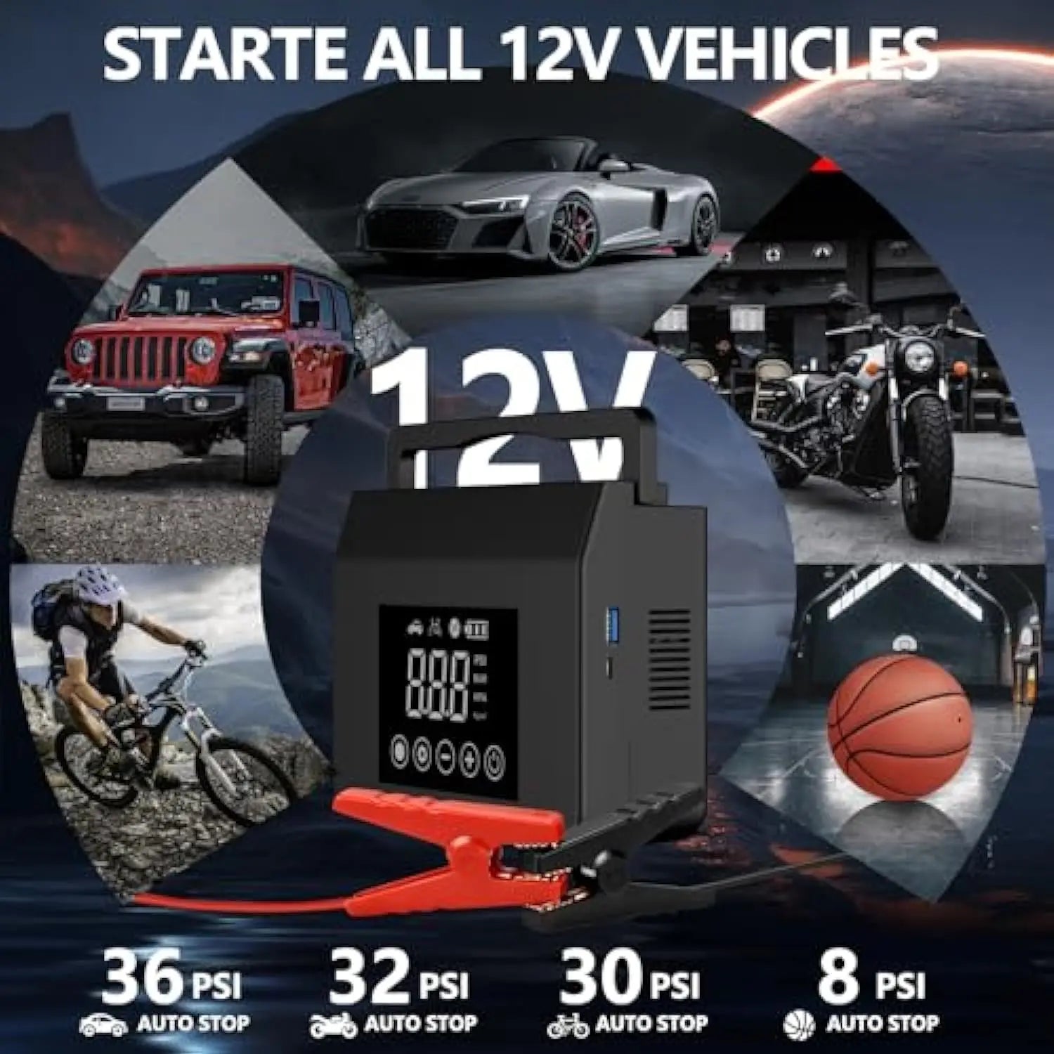 Hieha Portable Car Jump Starter & Air Compressor 4000A