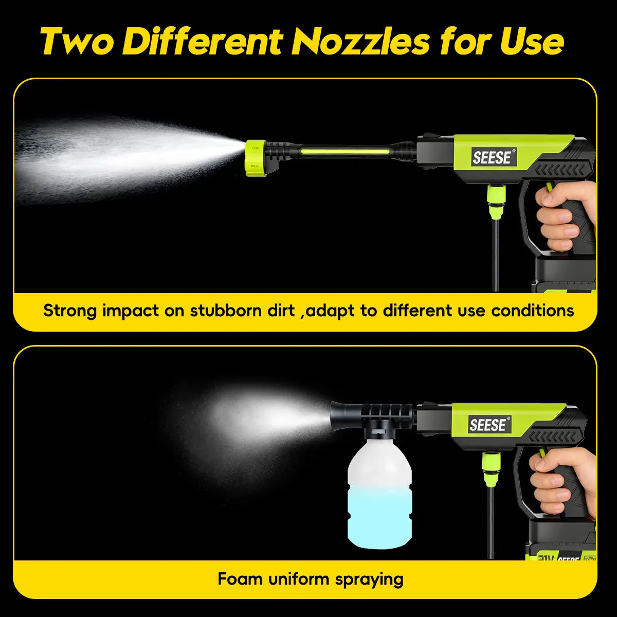 SEESE Cordless Pressure Washer for Car & Home Cleaning
