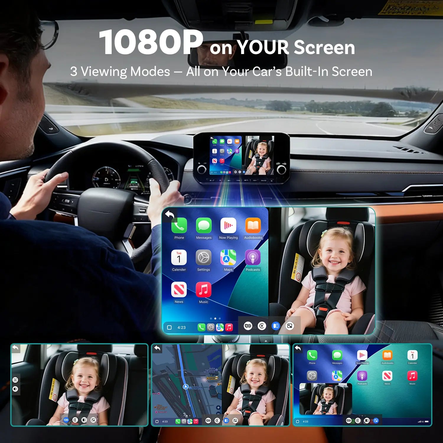 OTTOCAST Baby Car Camera & Wireless CarPlay Adapter 1080P