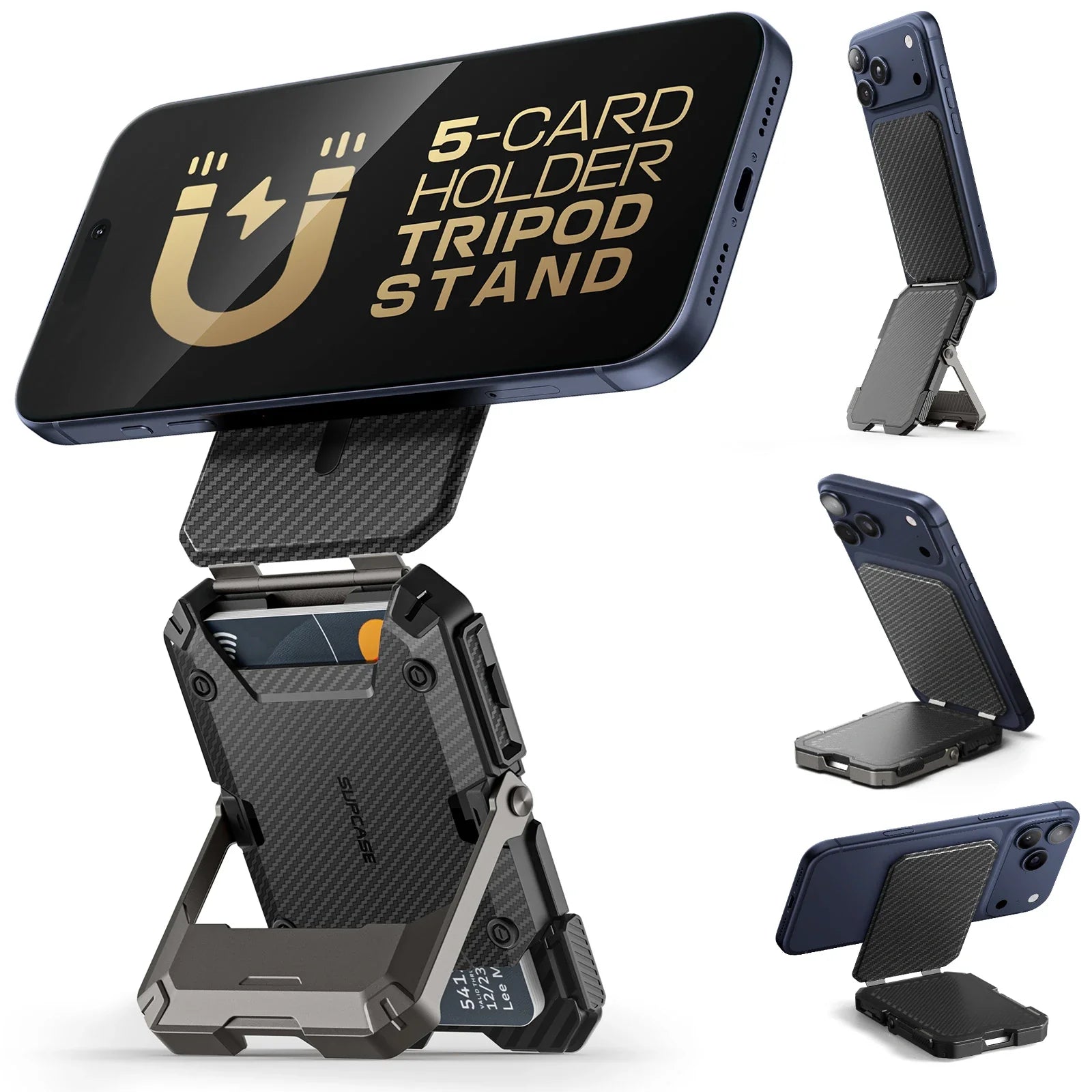 MagFlip Magnetic Wallet with Stand-Carbon