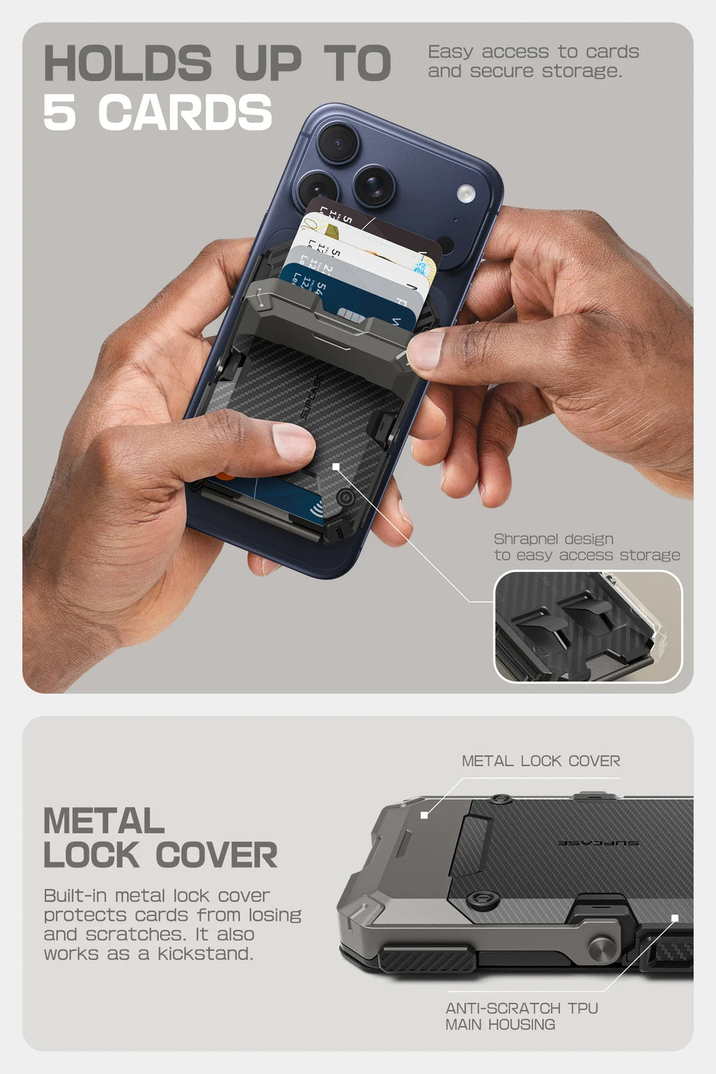 MagFlip Magnetic Wallet with Stand-Carbon