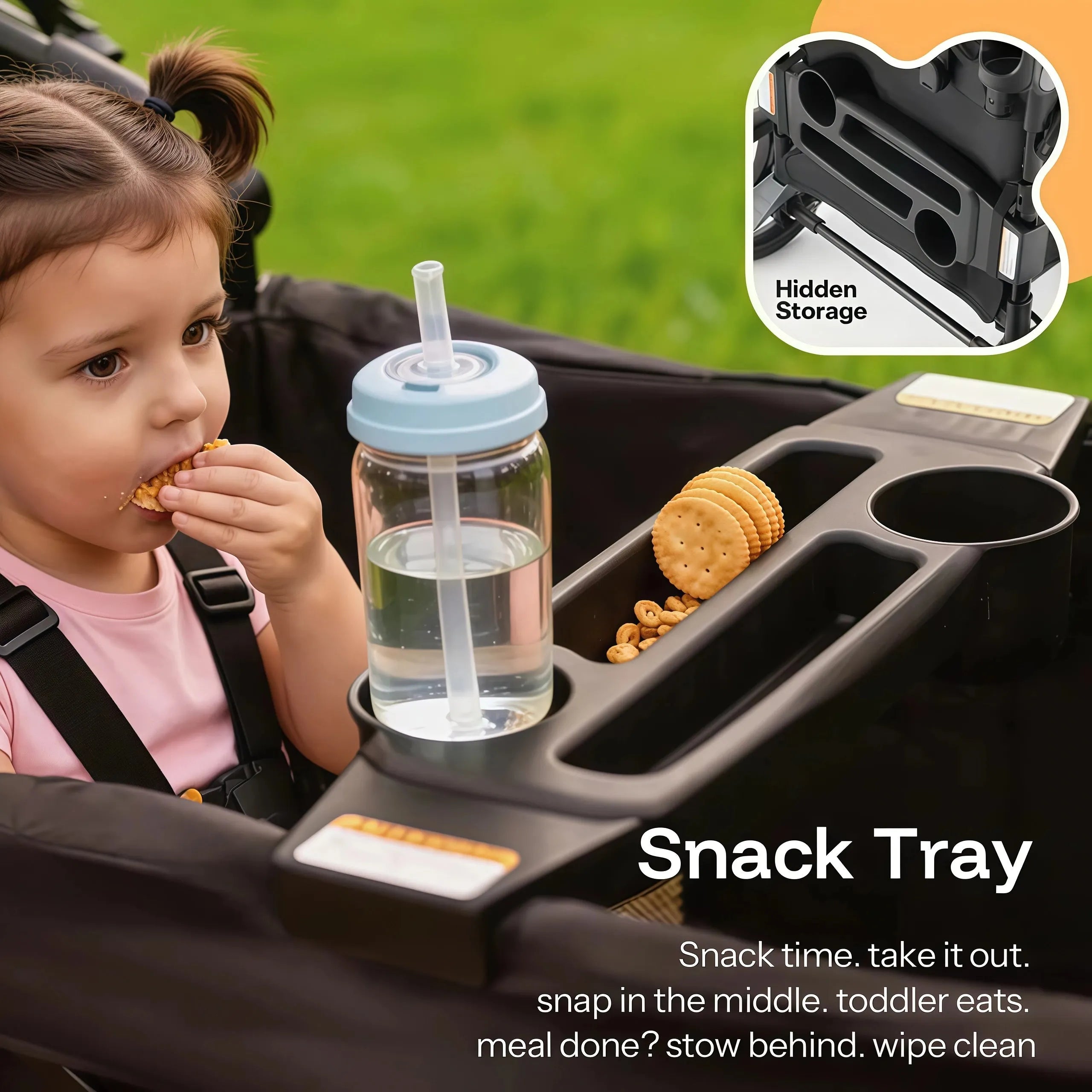 2-Seat Foldable Wagon Stroller for Kids with UPF 50+ Canopy, Mosquito Net & All-Terrain Wheels