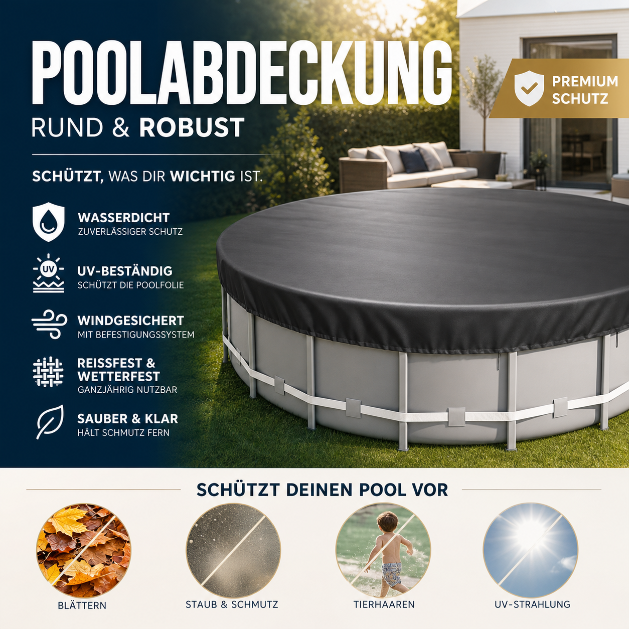 🥳HEISSER SALE 2026🥳💞50.000+ VERKAUFT!👵❤️  210D Oxford – wasserdichte Abdeckung für Aufstellpools