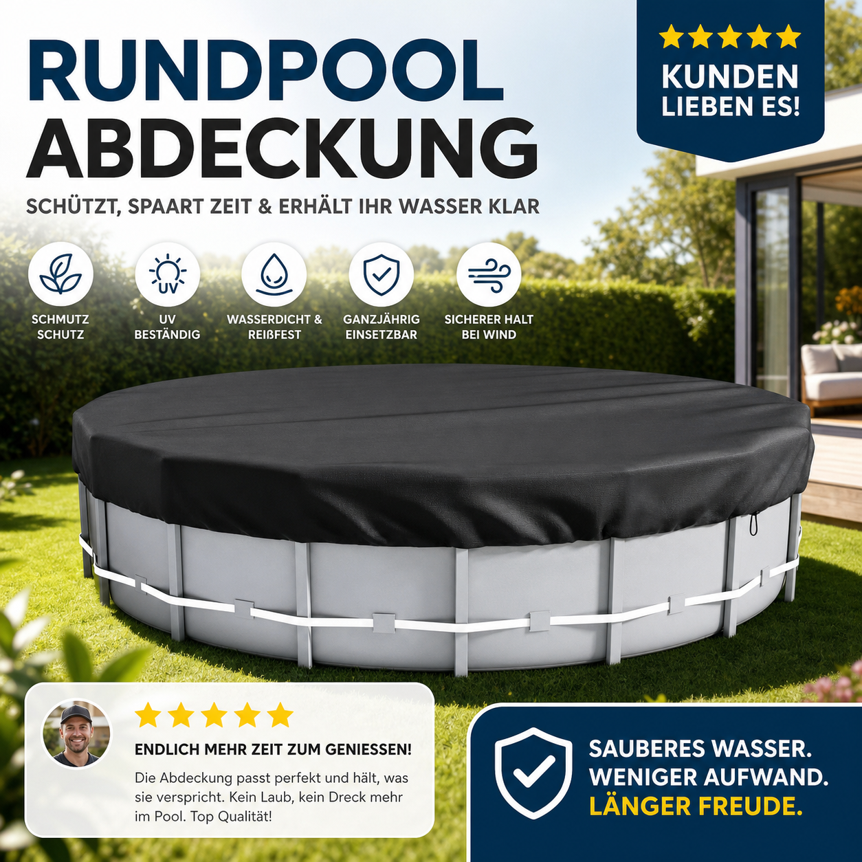 🥳HEISSER SALE 2026🥳💞50.000+ VERKAUFT!👵❤️  210D Oxford – wasserdichte Abdeckung für Aufstellpools